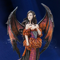 Statuette fée dragon orange