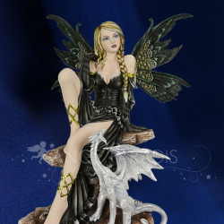 Statuette fée noire dragon