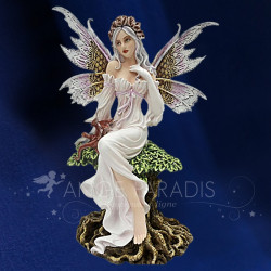 Statuette fée blanche oiseau