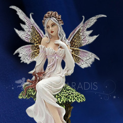 Statuette fée blanche oiseau