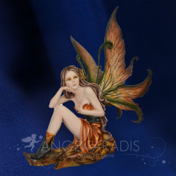 Statuette fée automnale aux ailes cuivrées, figurine décorative