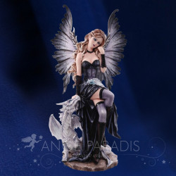 Figurine fée gothique avec dragon – Grande statuette décorative