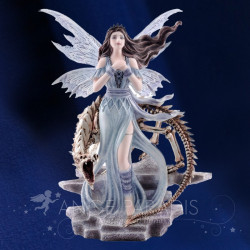 Figurine fée bleue avec dragon – Décoration féerique