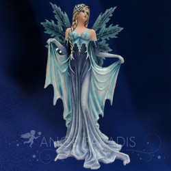 Figurine fée forêt givrée – Grande statuette féerique