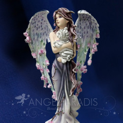 Statue ange protectrice avec agneau – grande figurine décorative