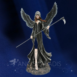Statue ange noire avec faux – grande figurine gothique