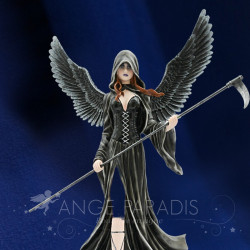 Statue ange noire avec faux – grande figurine gothique