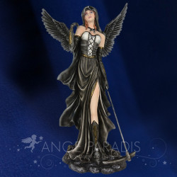 Statue ange guerrière noire – figurine élégante fantasy