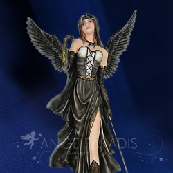 Statue ange guerrière noire – figurine élégante fantasy