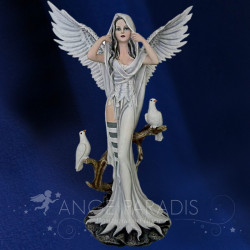 Figurine fée blanche aux colombes