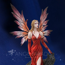 Fée rouge avec loup – grande statuette décorative