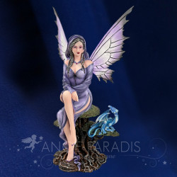 Fée mauve avec dragon – statuette décorative
