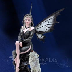 Fée noire et loup – décoration fantasy