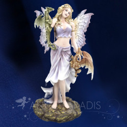 Fée violette avec deux dragons – grande décoration féerique