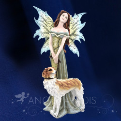Fée verte avec chien magique – statuette décorative