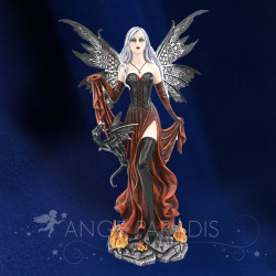 Fée noire et rouge avec dragon – grande statuette