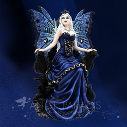 Fée bleue sur trône – grande statuette décorative