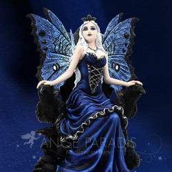 Fée bleue sur trône – grande statuette décorative